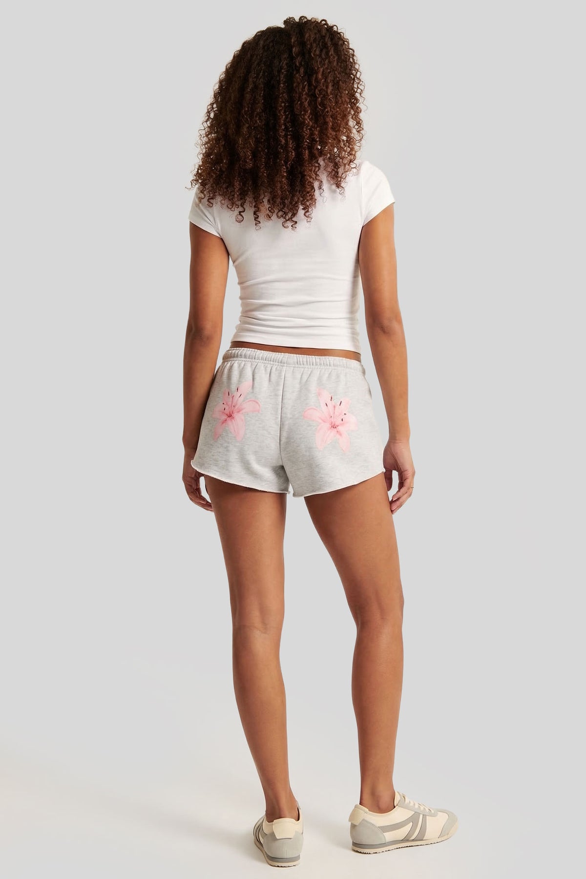 Alt View 2. Graphic Fleece Micro Shortie - Light Grey