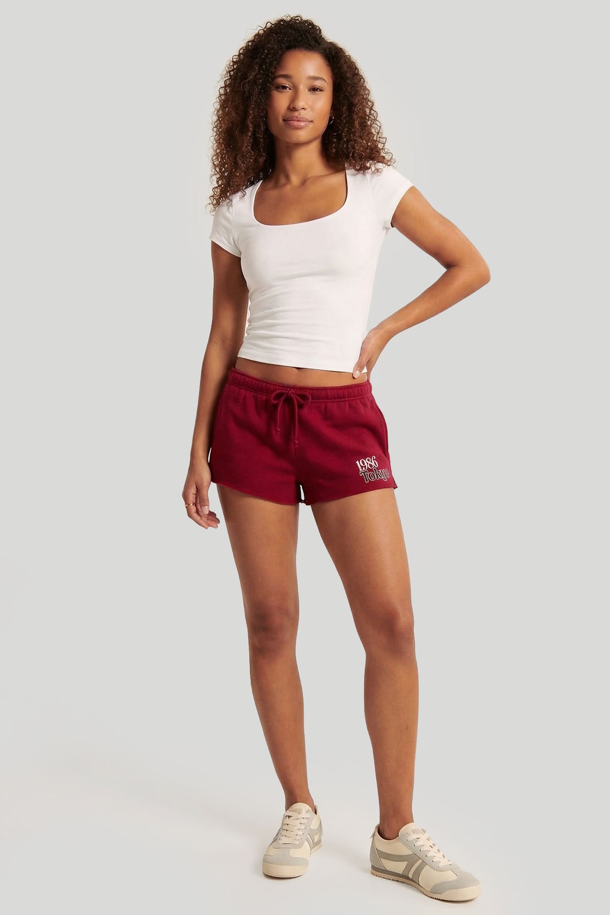 Alt View 3. Graphic Fleece Micro Shortie - Red