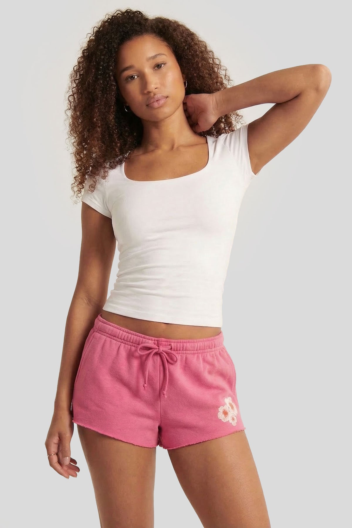 Graphic Fleece Micro Shortie - Pink