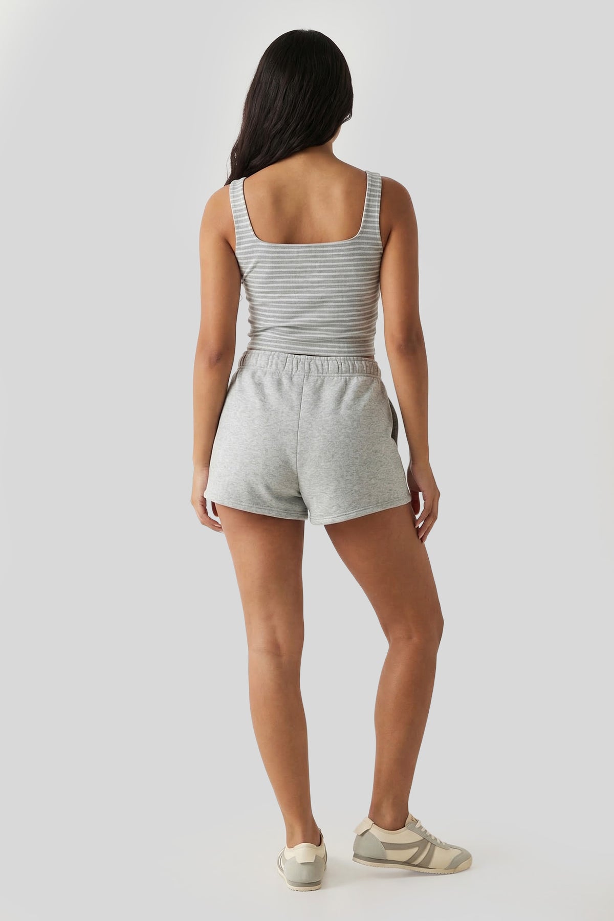 Alt View 2. Graphic Fleece Short - Heather Grey