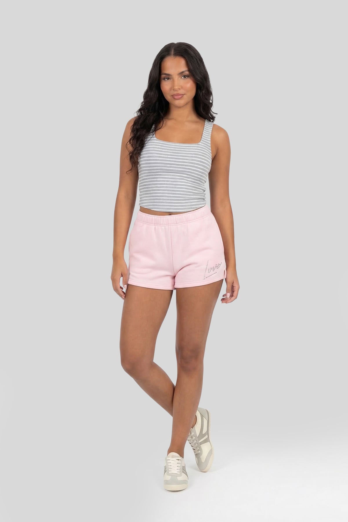 Alt View 3. Graphic Fleece Short - Light Pink