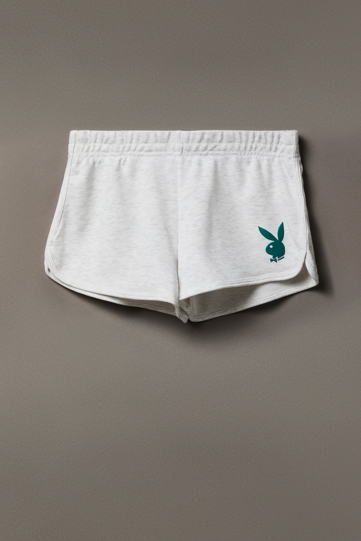 Alt View 4. Playboy Graphic Fleece Dolphin Short 2.5" - Light Grey