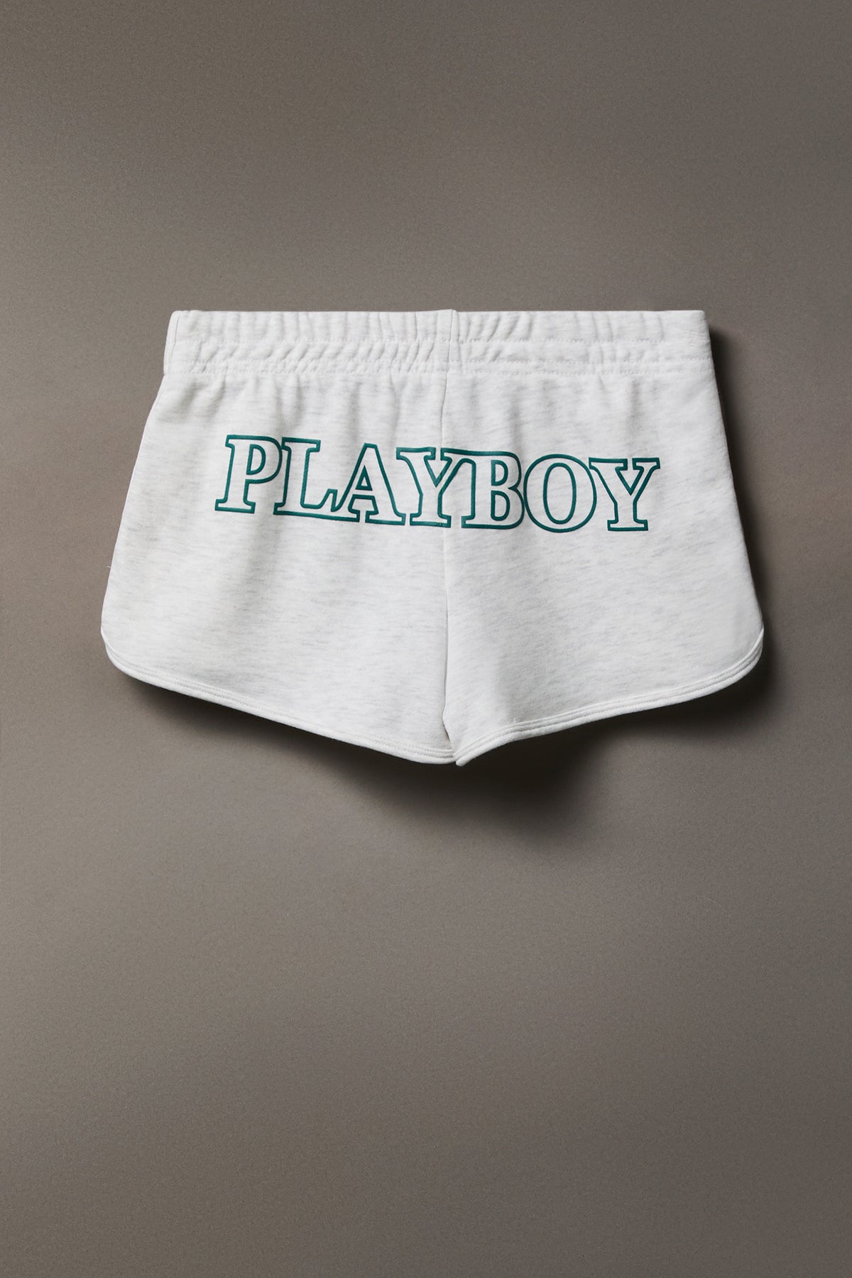 Alt View 5. Playboy Graphic Fleece Dolphin Short 2.5" - Light Grey