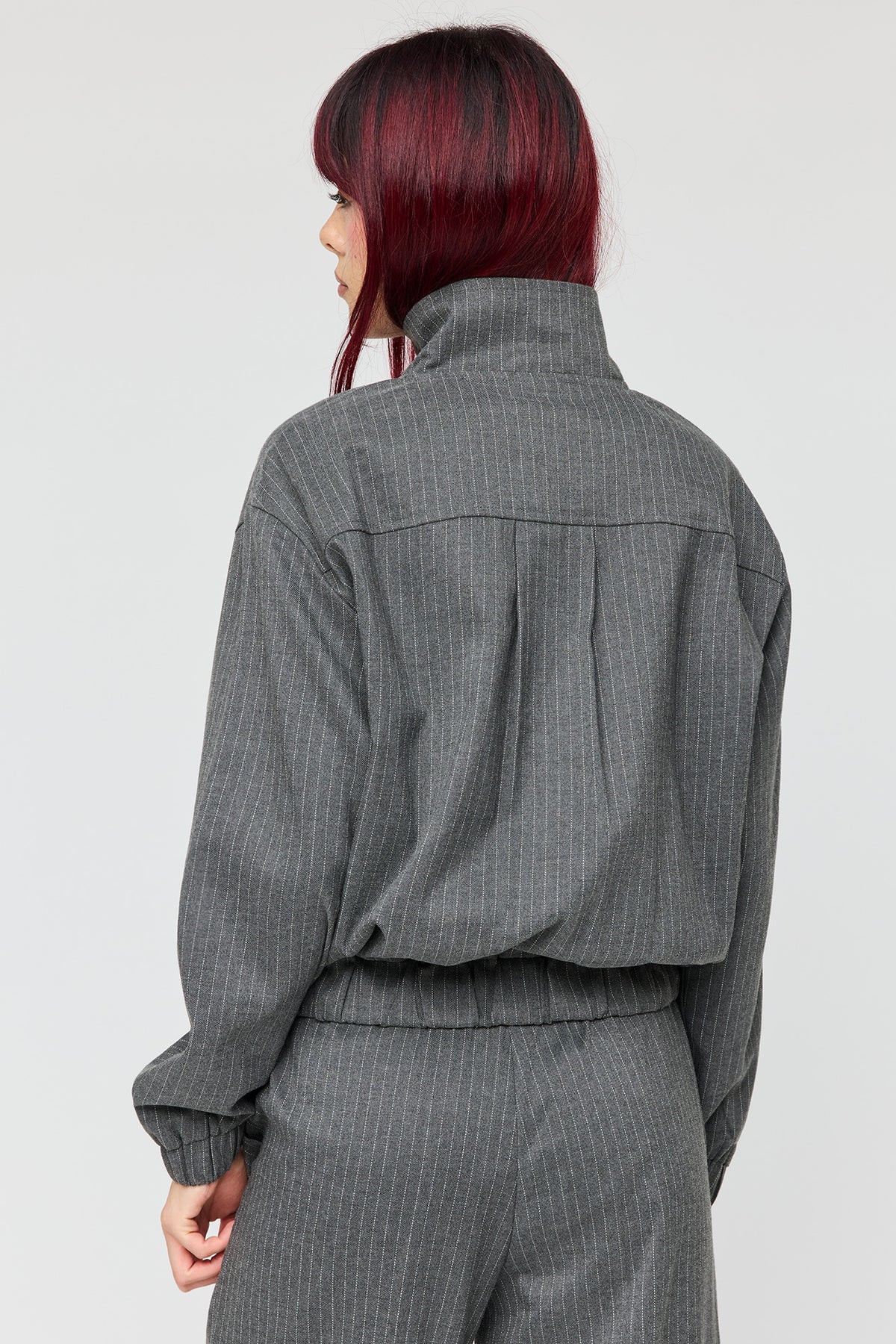 Alt View 2. Pinstriped Jacket - Charcoal