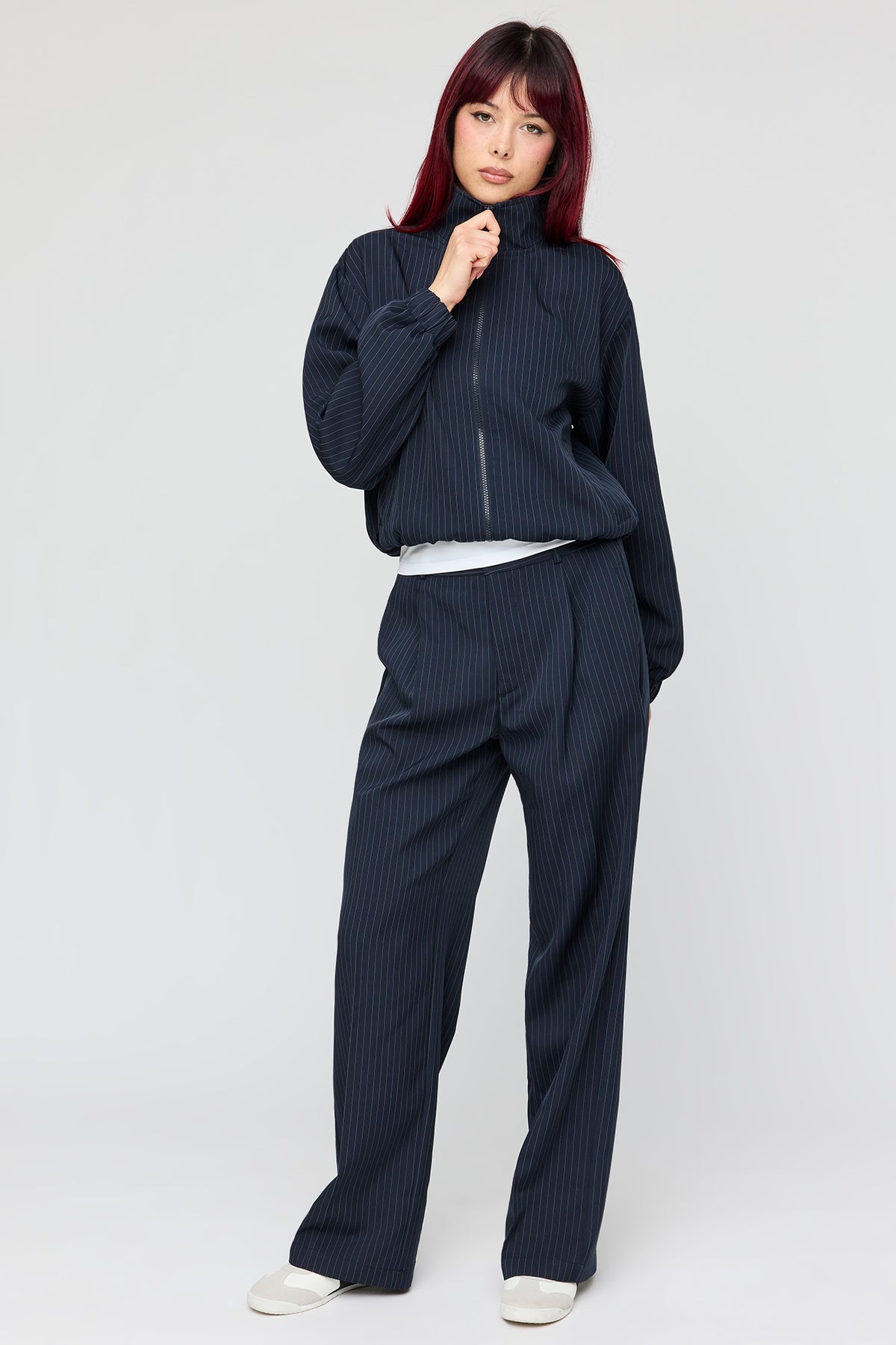 Alt View 3. Pinstriped Jacket - Navy