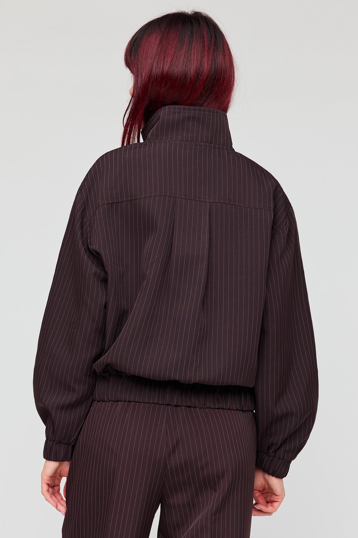 Alt View 2. Pinstriped Jacket - Burgundy
