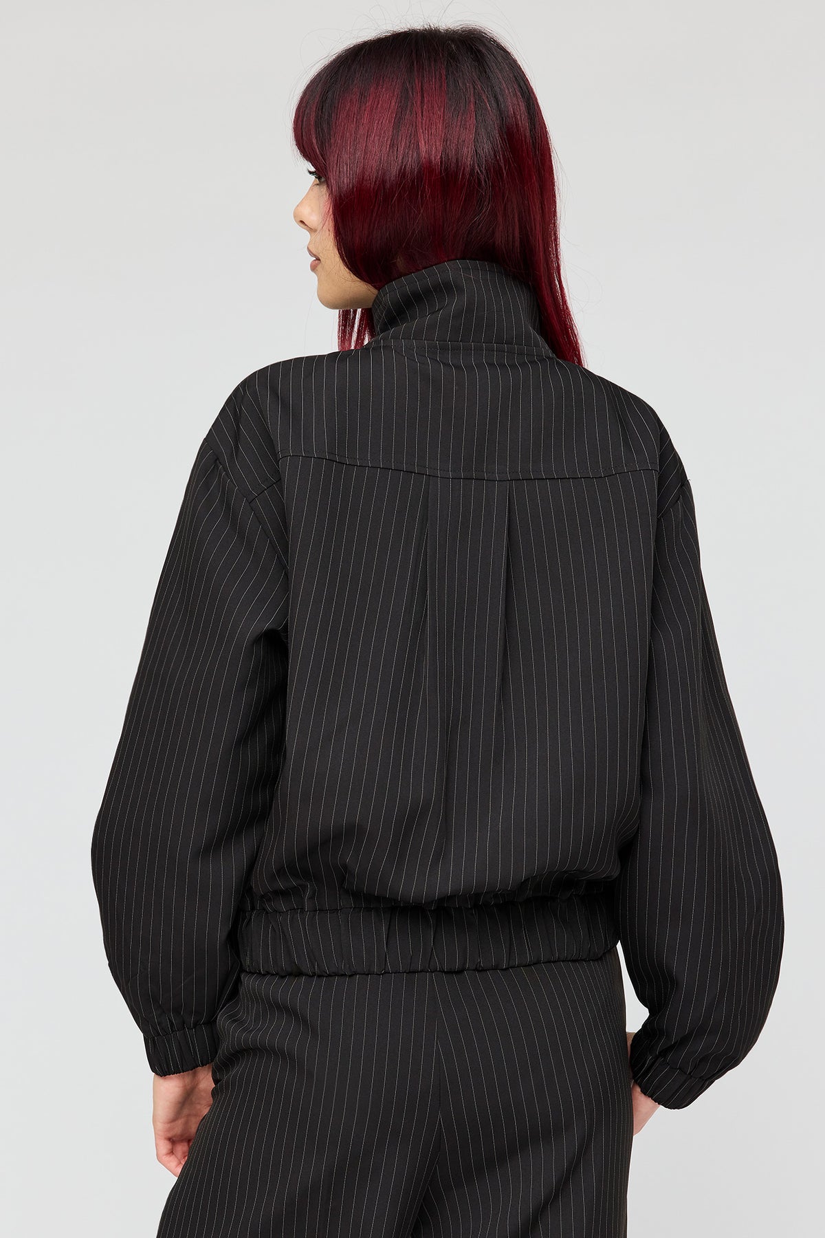 Alt View 2. Pinstriped Jacket - Black with White