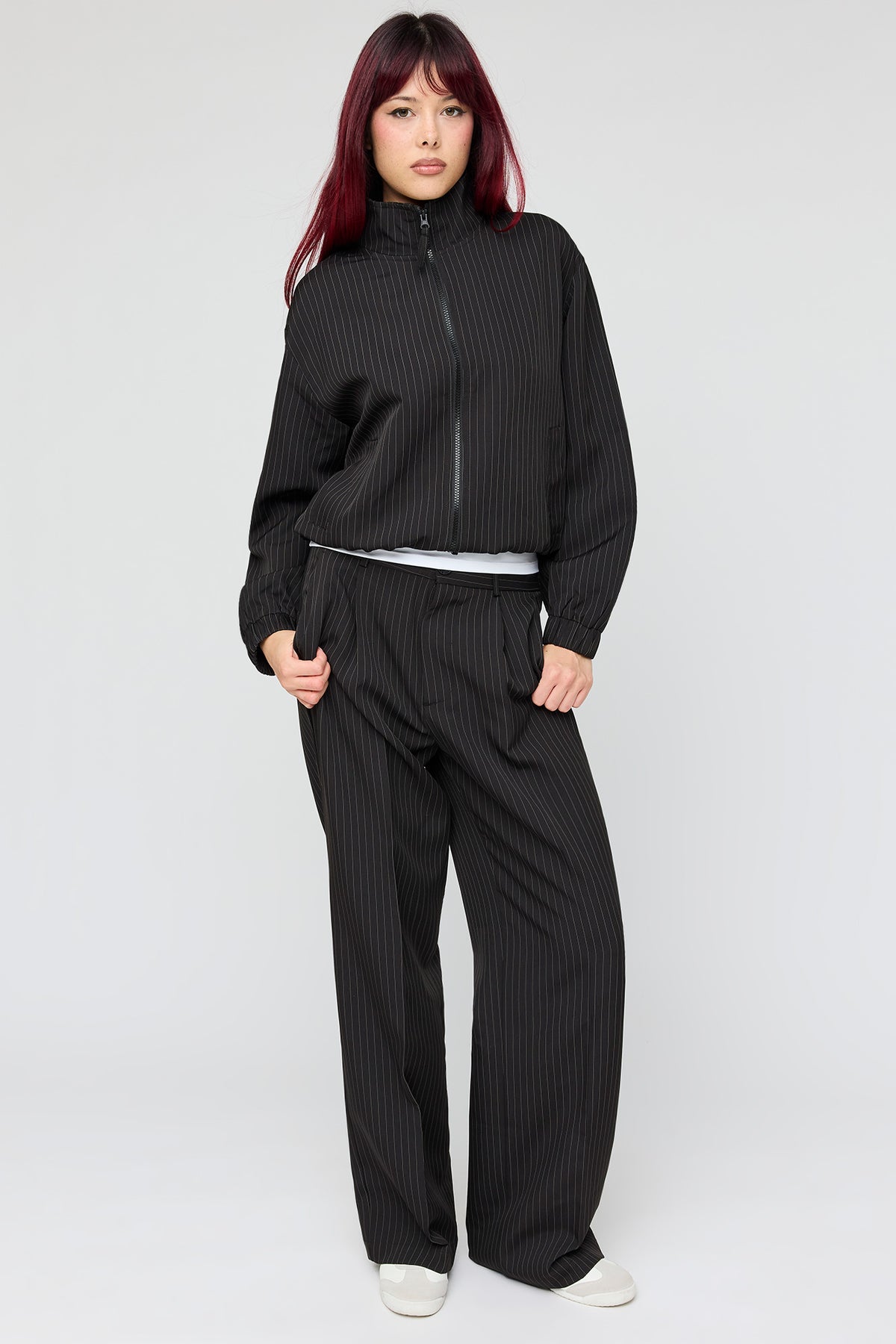 Alt View 3. Pinstriped Jacket - Black with White