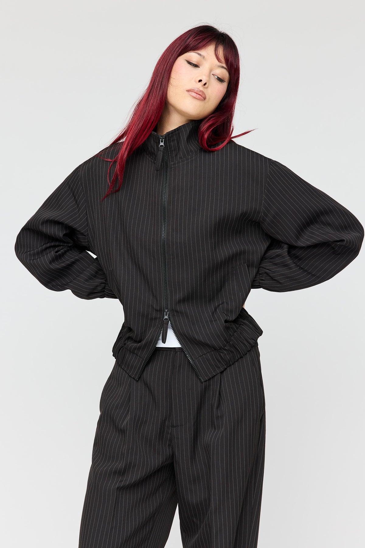 Pinstriped Jacket - Black with White