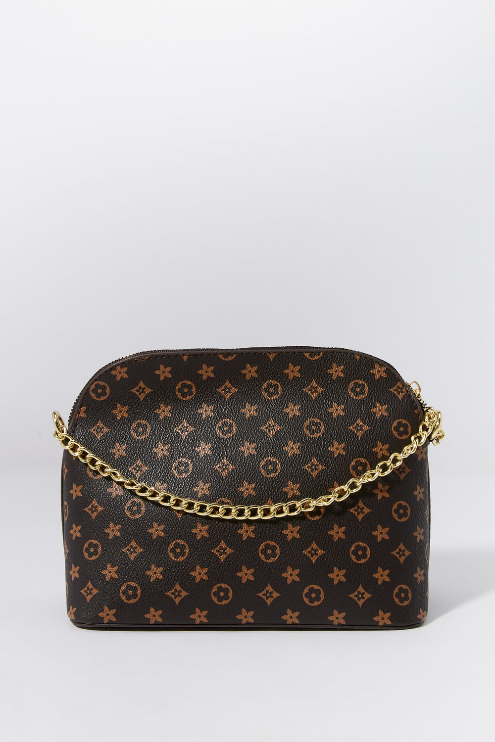 Brown Branded Print Dome Crossbody Purse Brown Branded Print Dome Crossbody Purse 1