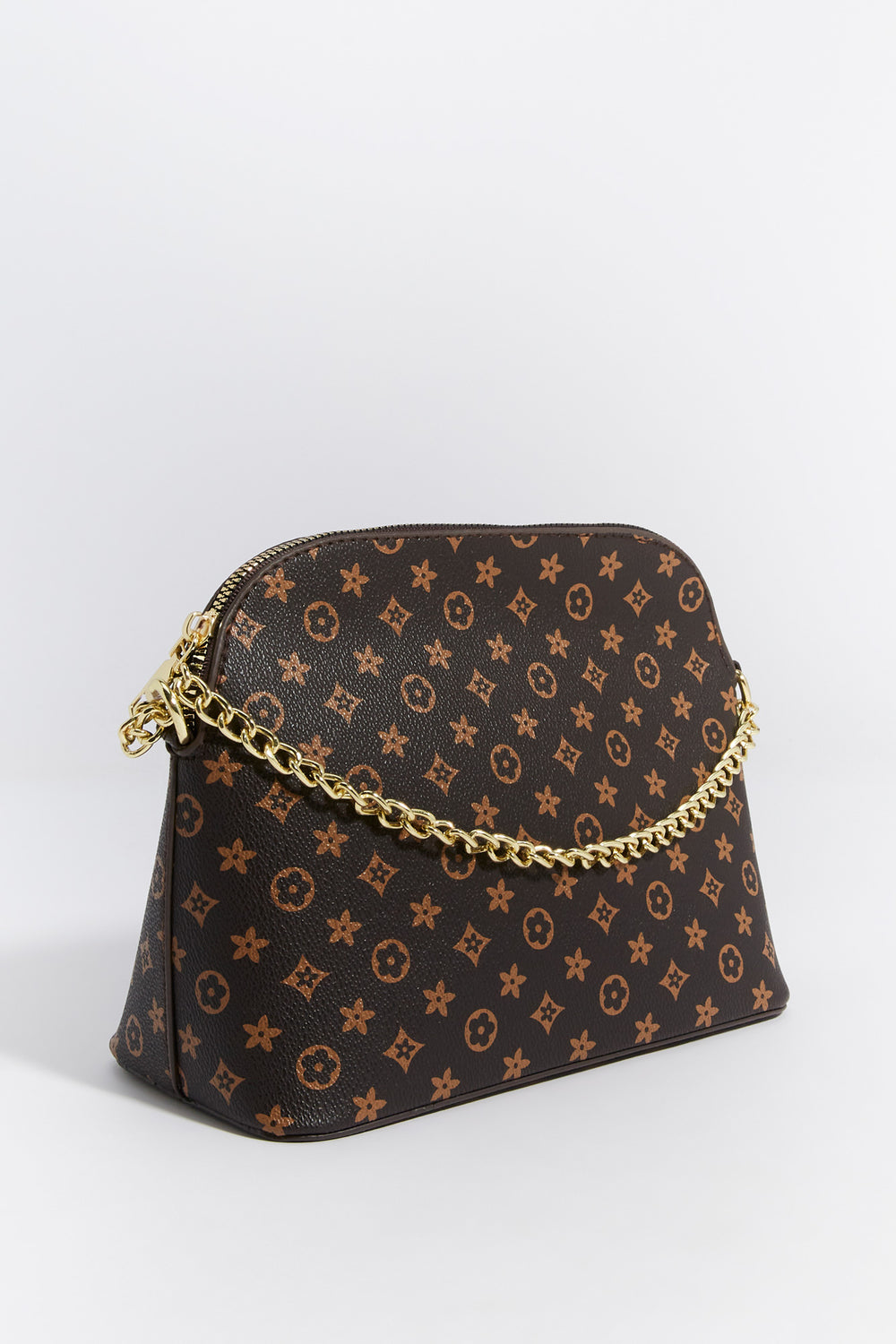 Brown Branded Print Dome Crossbody Purse Brown Branded Print Dome Crossbody Purse 2