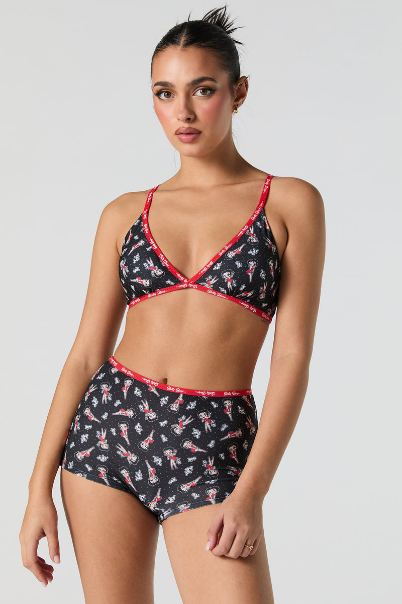 Betty Boop Triangle Bralette & Boy Short 2 Piece Set