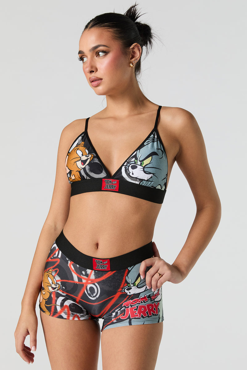 Tom & Jerry Triangle Bralette & Boy Short 2 Piece Set