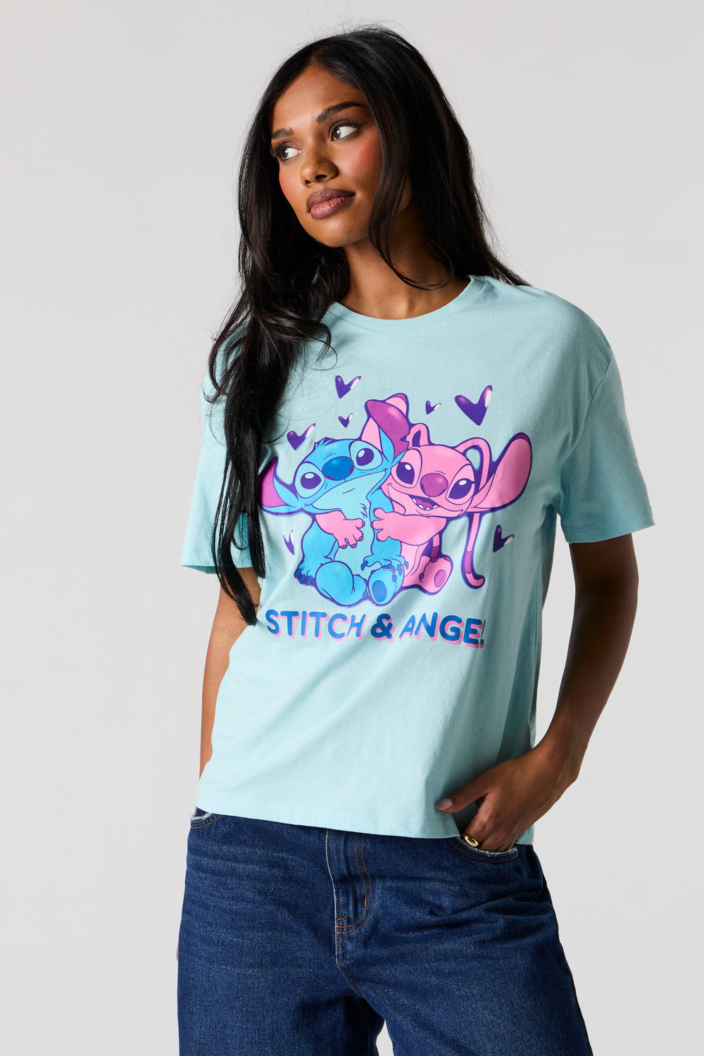 Stitch and Angel Graphic Boyfriend T-Shirt Stitch and Angel Graphic Boyfriend T-Shirt 2