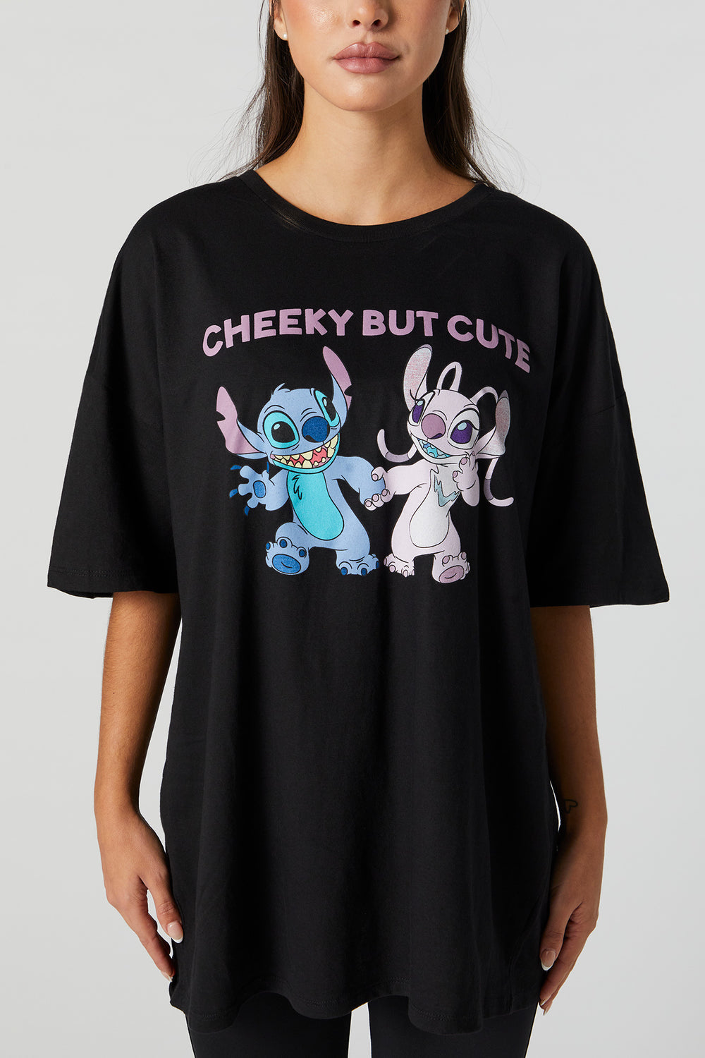 Cheeky But Cute Stitch Graphic Boyfriend T-Shirt Cheeky But Cute Stitch Graphic Boyfriend T-Shirt 1