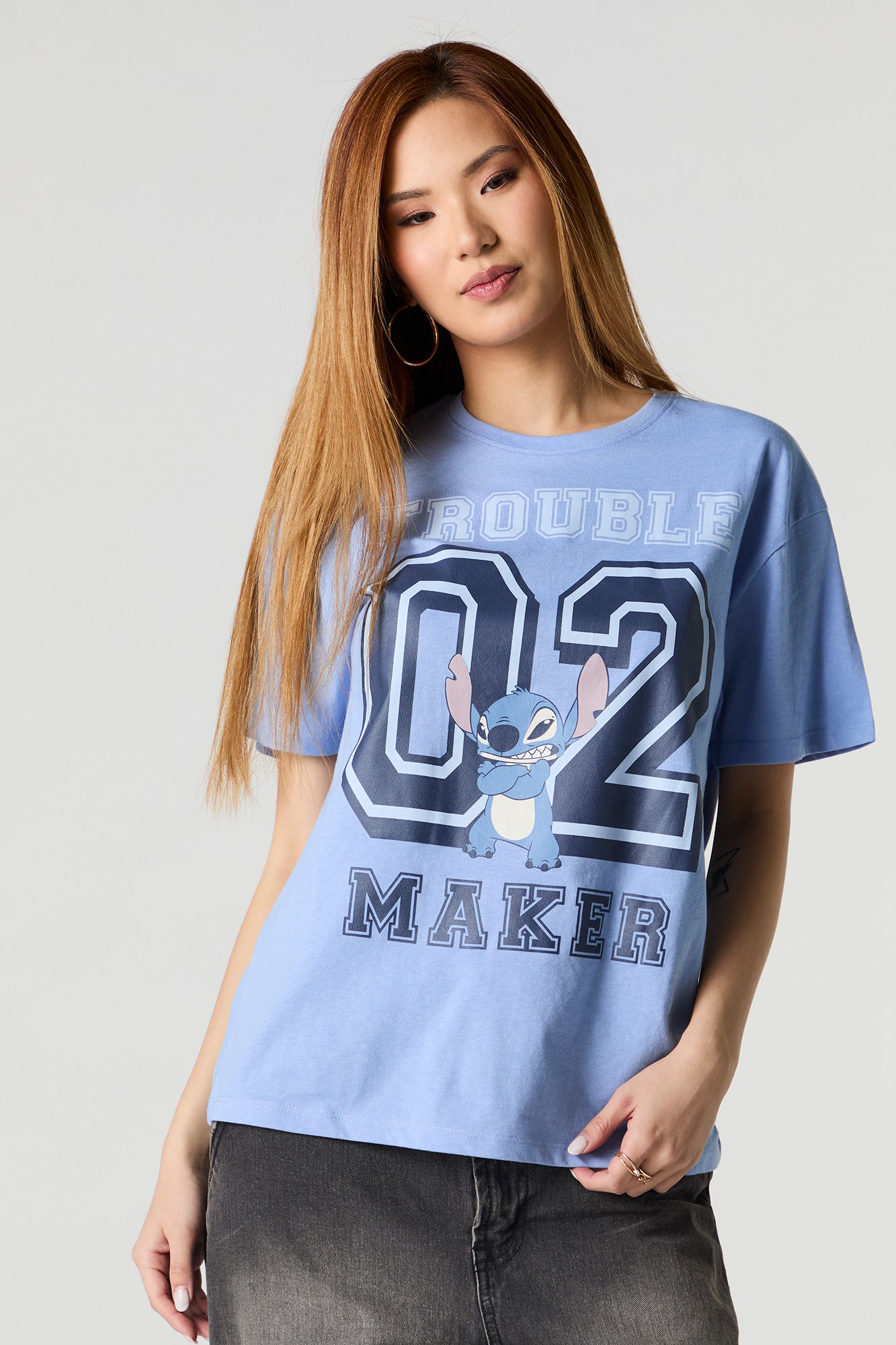 Stitch Trouble Maker Graphic Boyfriend T-Shirt