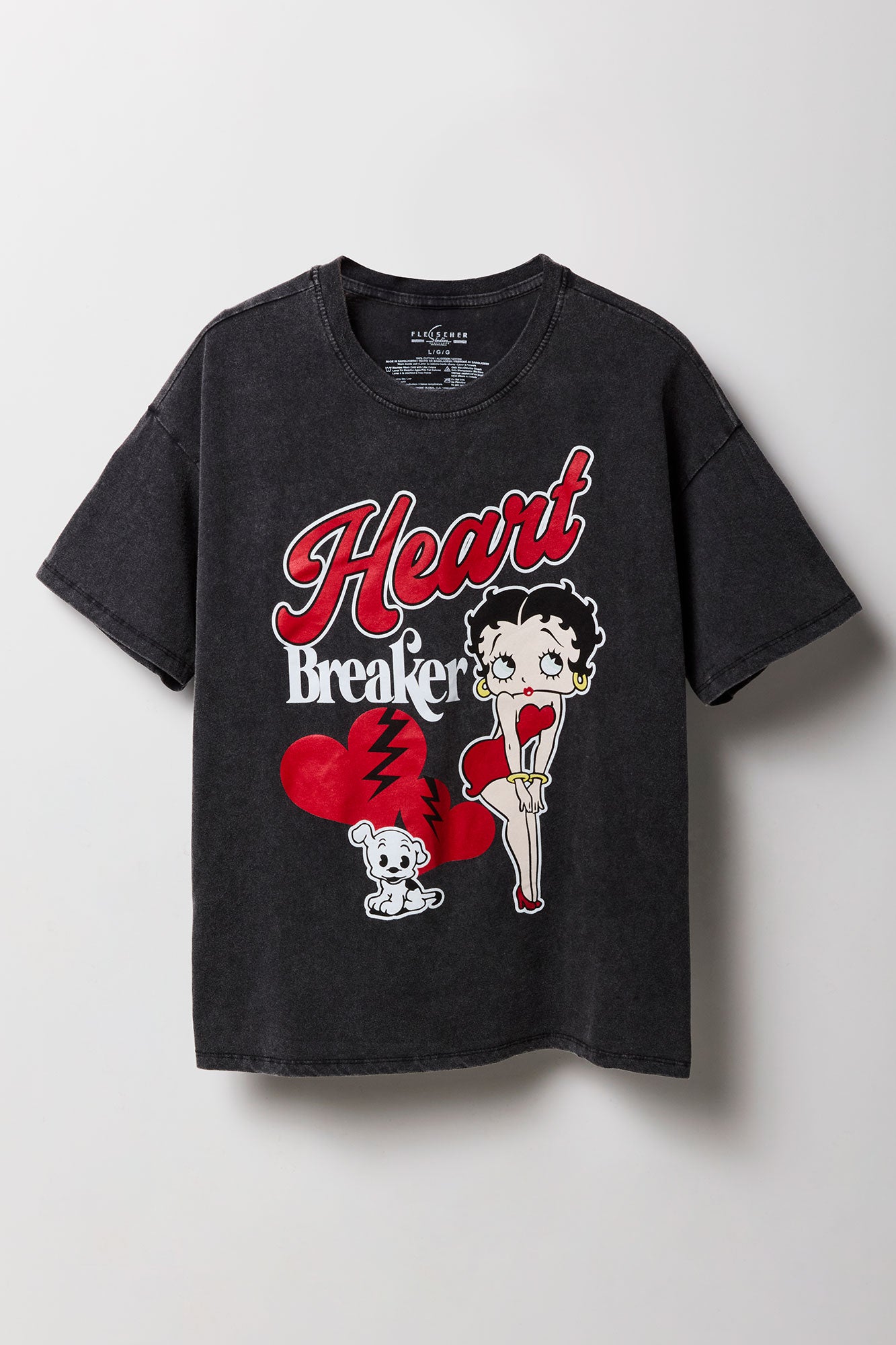 Betty Boop Graphic Washed Boyfriend T-Shirt