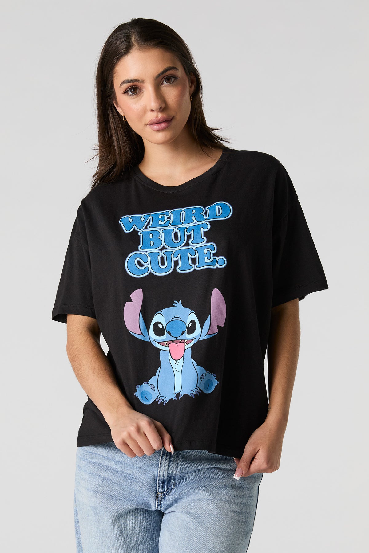 Stitch Weird But Cute Graphic Boyfriend T-Shirt