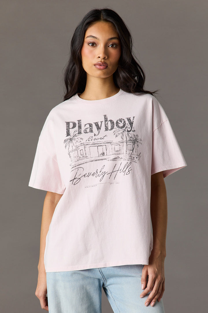 Luxe Heavy Cotton Playboy Oversized Graphic T-Shirt