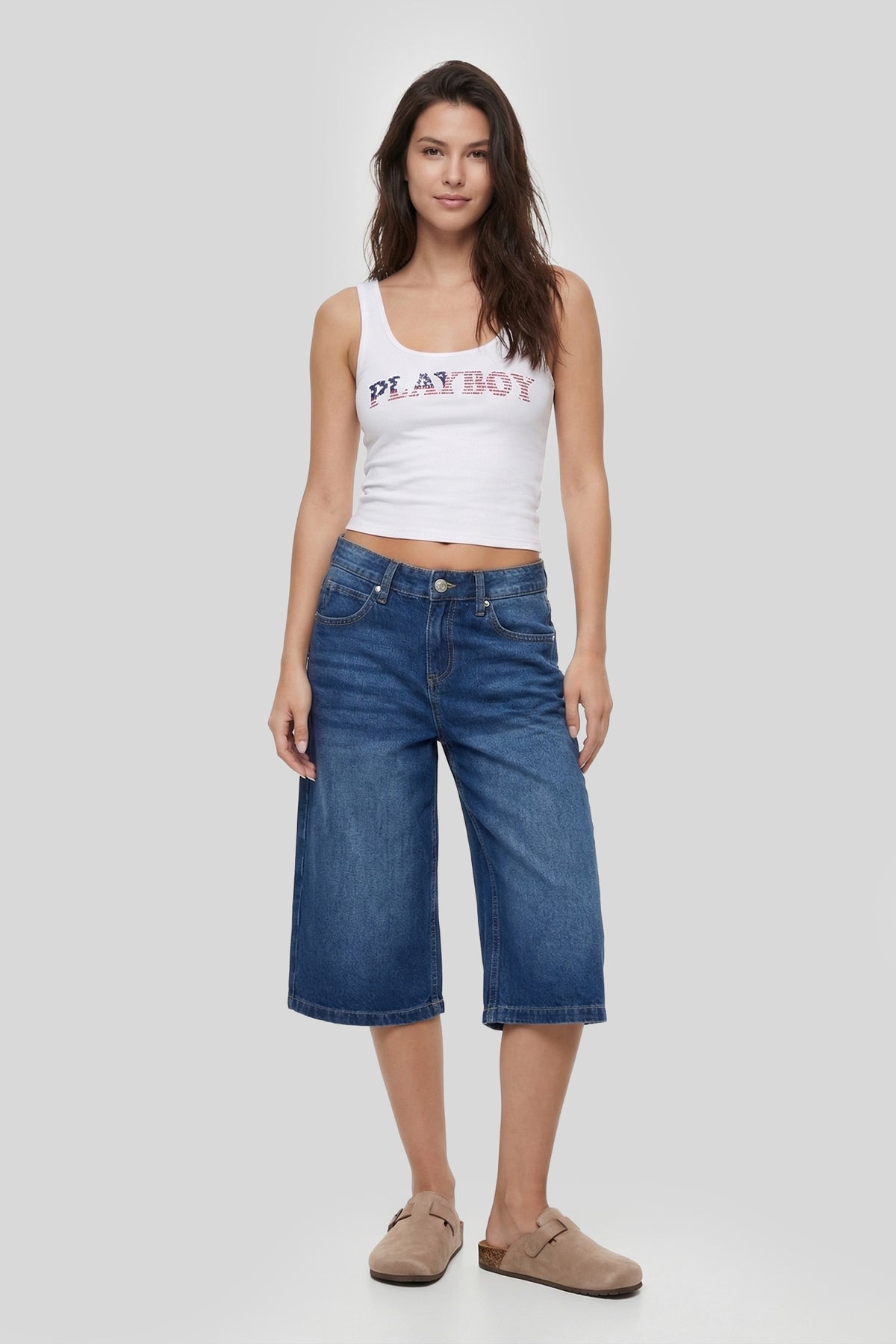 Alt View 3. Playboy Graphic Cropped Tank - White