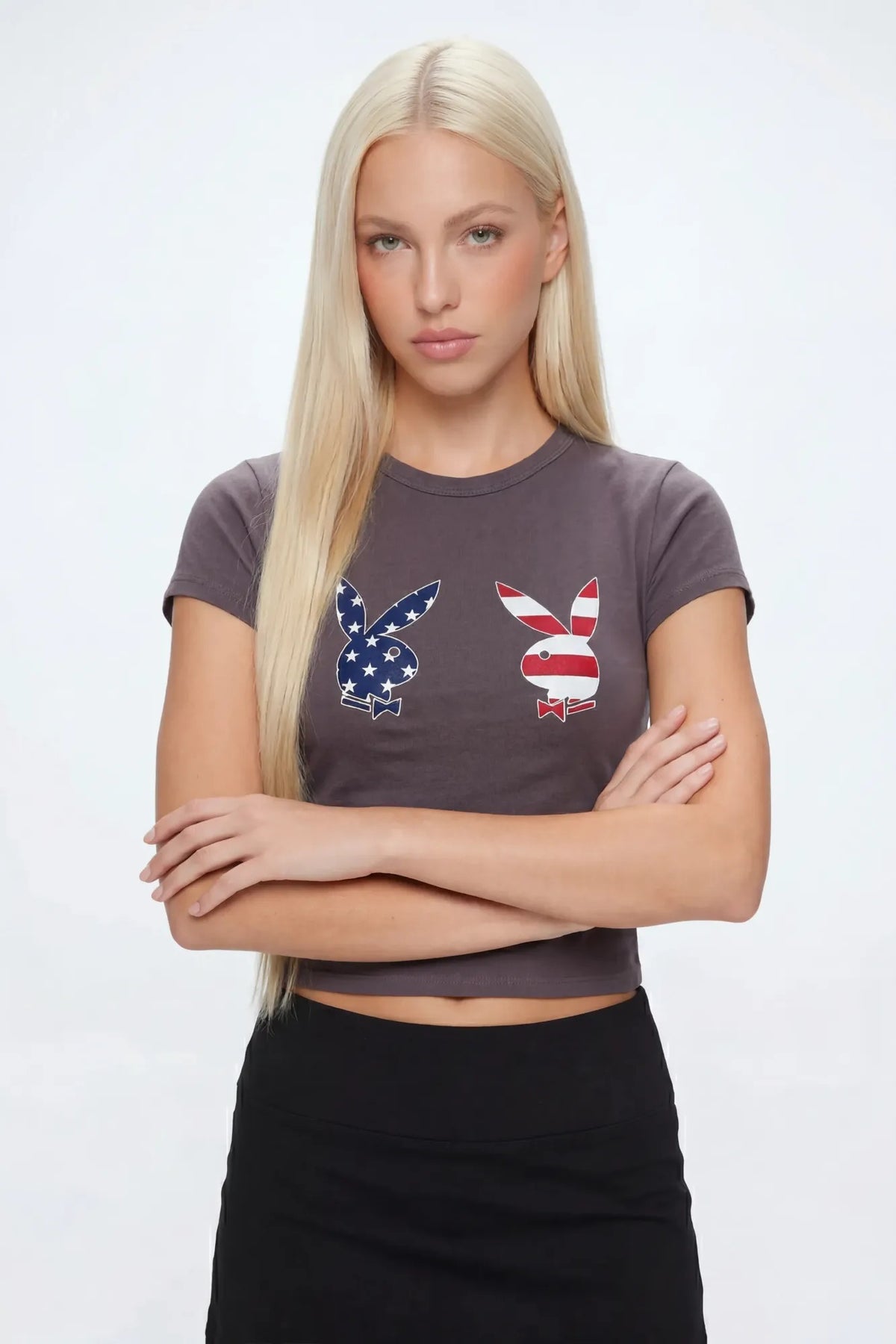 Alt View 2. Playboy USA Graphic Fitted T-Shirt - Dark Grey
