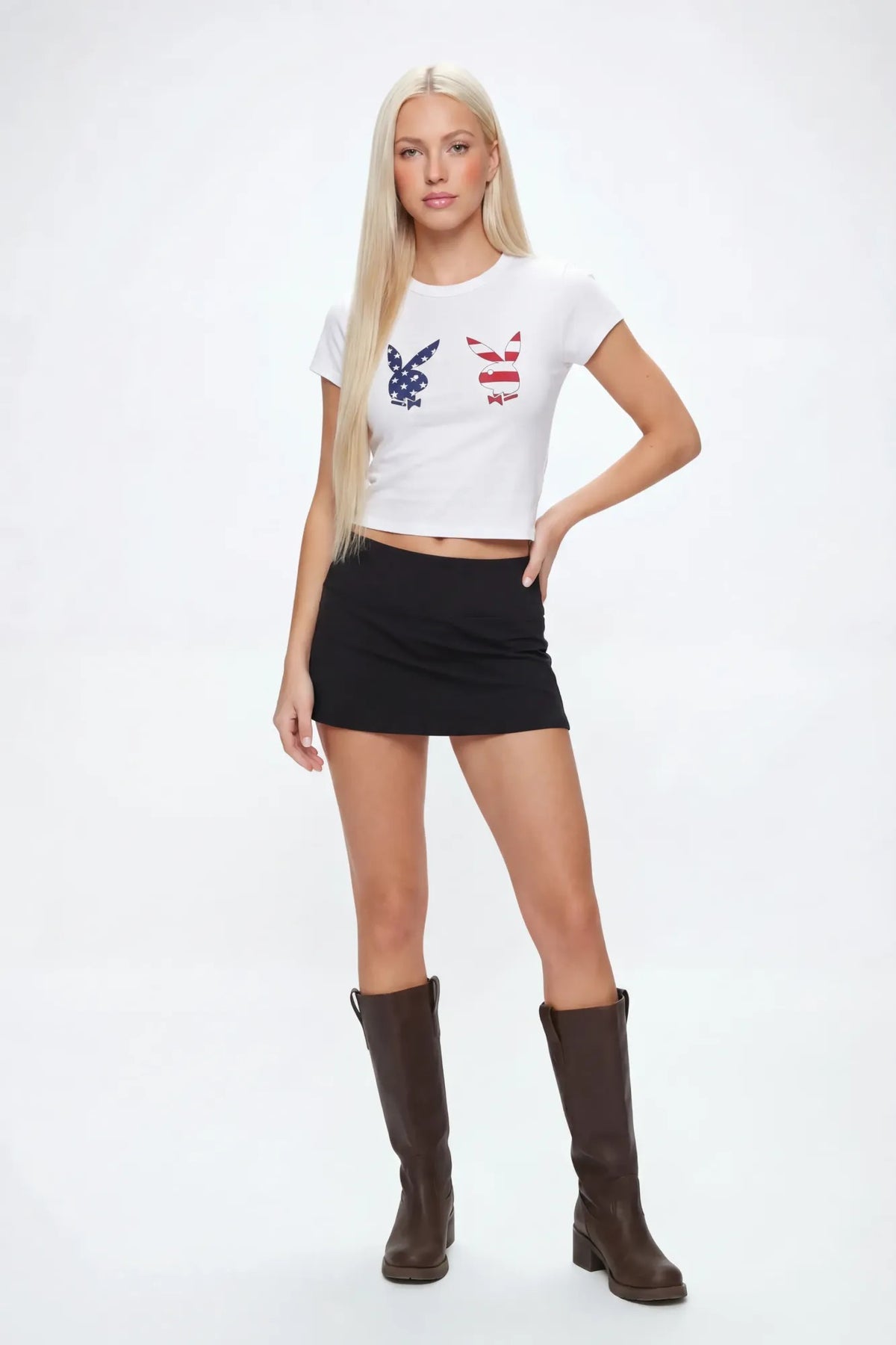 Alt View 4. Playboy USA Graphic Fitted T-Shirt - White