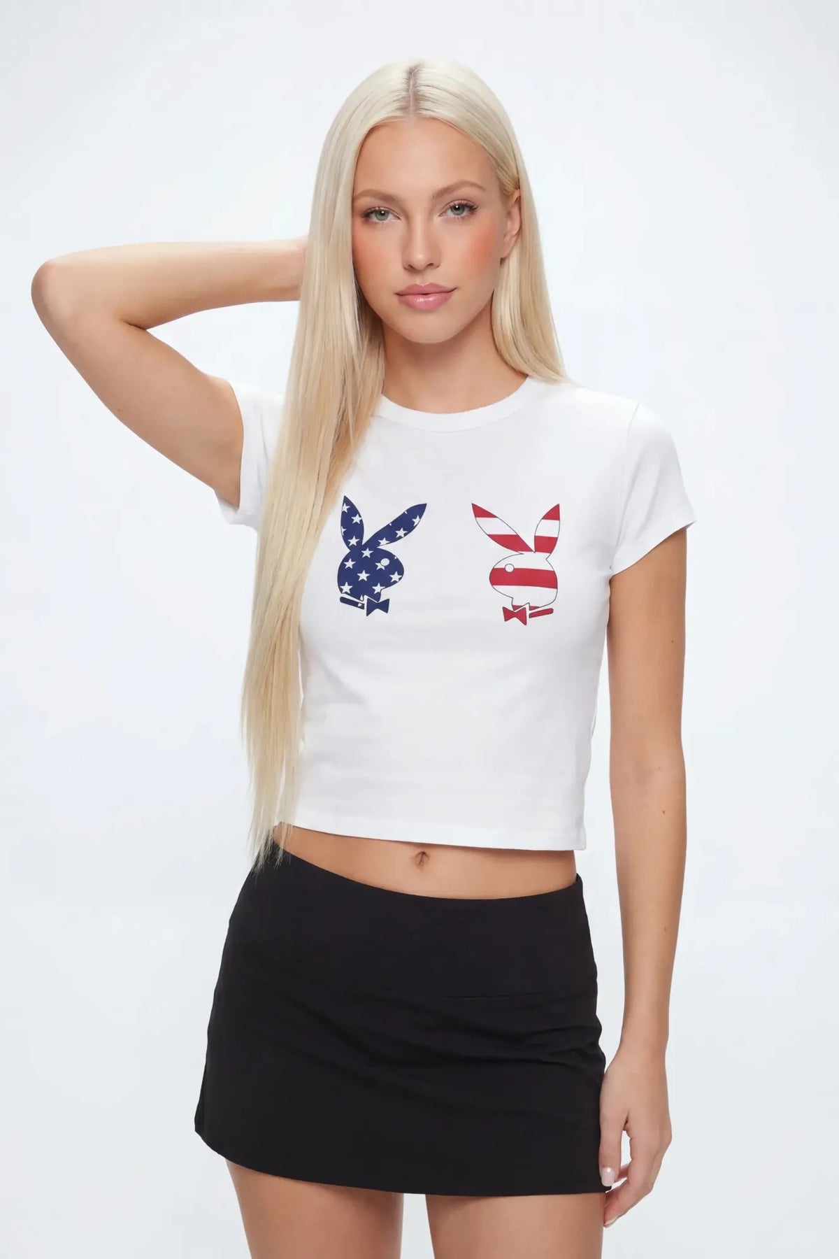 Alt View 2. Playboy USA Graphic Fitted T-Shirt - White