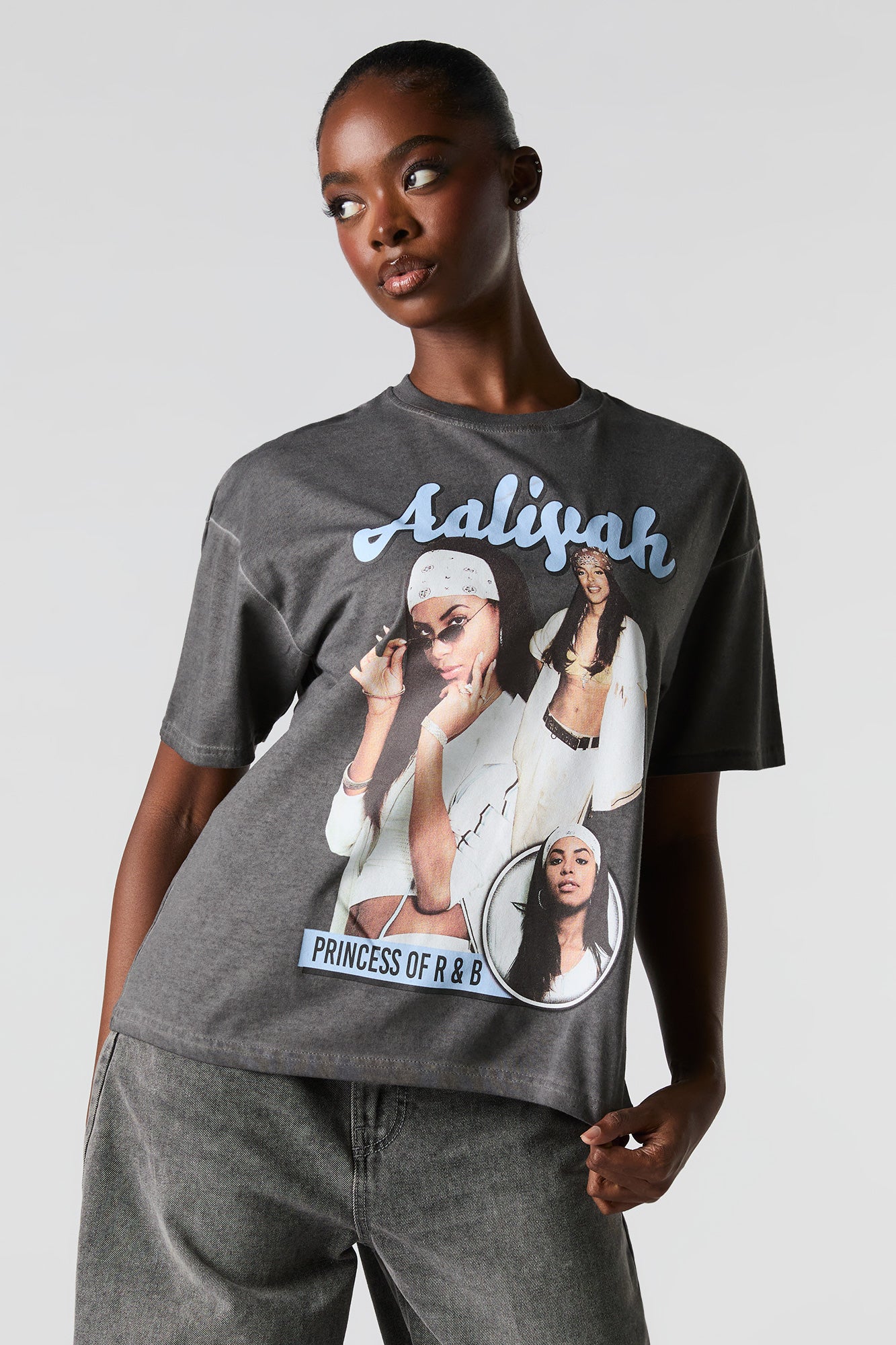 Aaliyah Graphic Washed Boyfriend T-Shirt