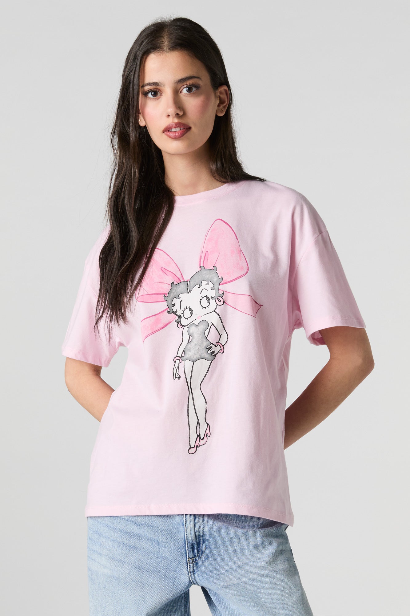 Betty Boop Bow Graphic Boyfriend T-Shirt