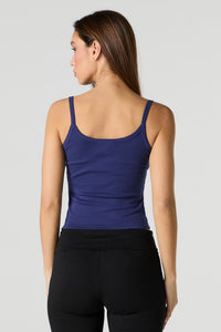 Embroidered Ribbed Scoop Neck Tank