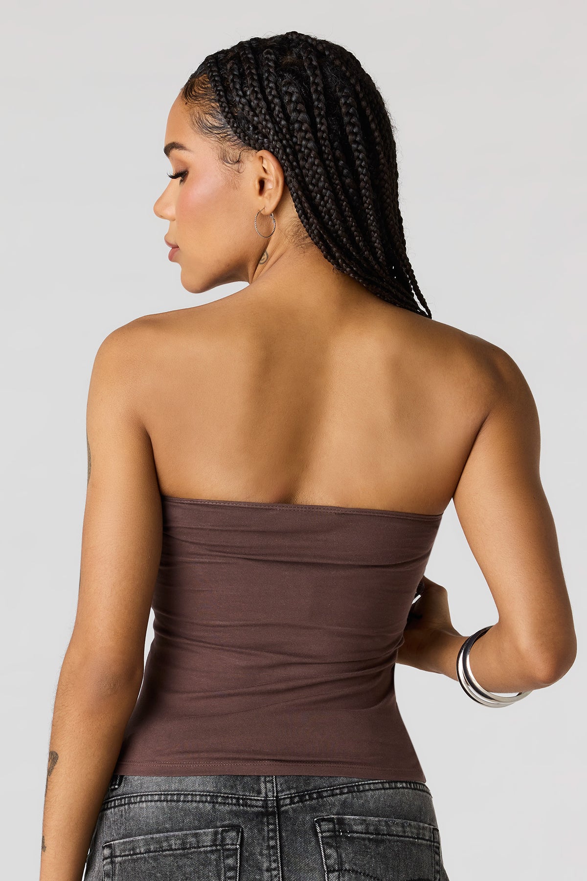Alt View 2. Graphic Tube Top - Brown