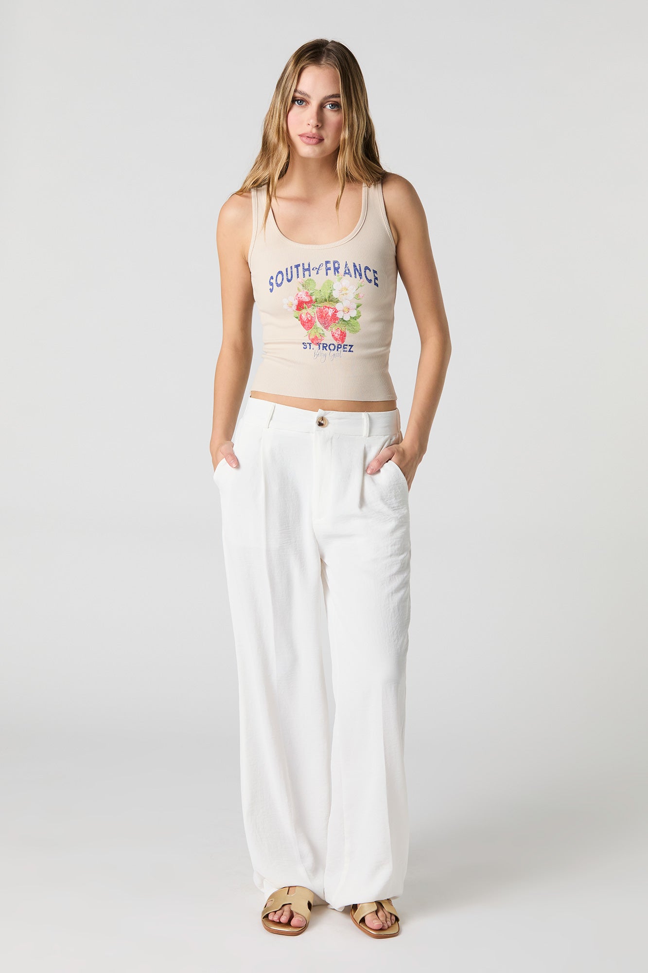 St. Tropez Graphic Ribbed Tank – Charlotte Russe