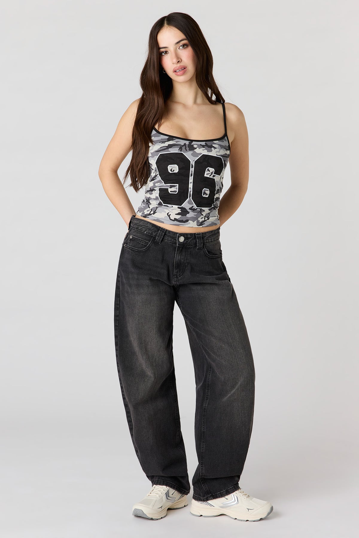 Alt View 3. Braless Graphic Cami - Charcoal