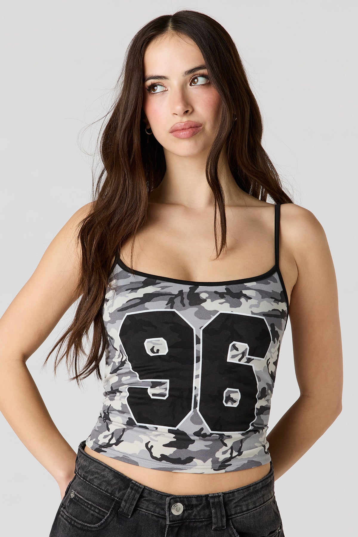 Braless Graphic Cami - Charcoal