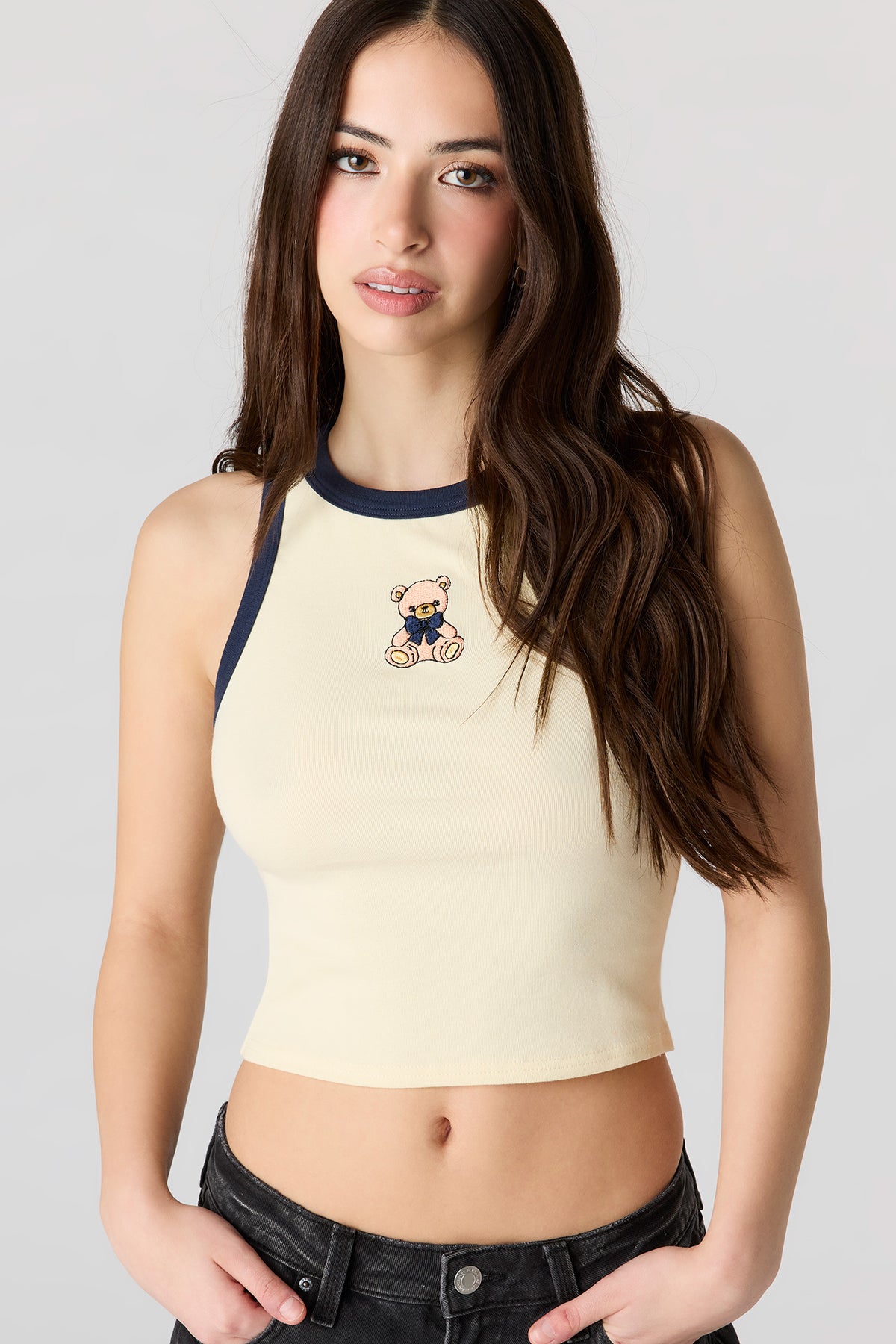 High Neck Graphic Tank - Yellow