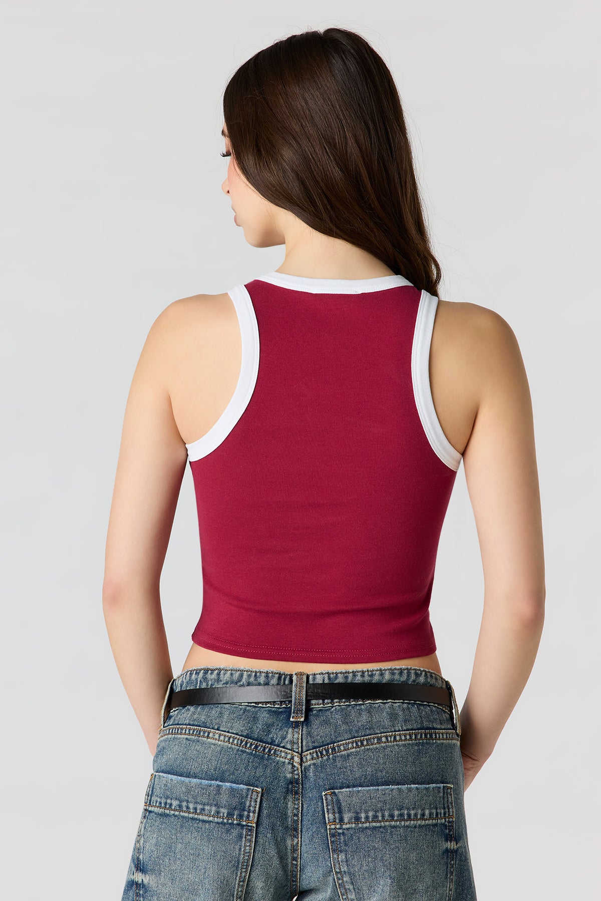 Alt View 2. High Neck Graphic Tank - Burgundy