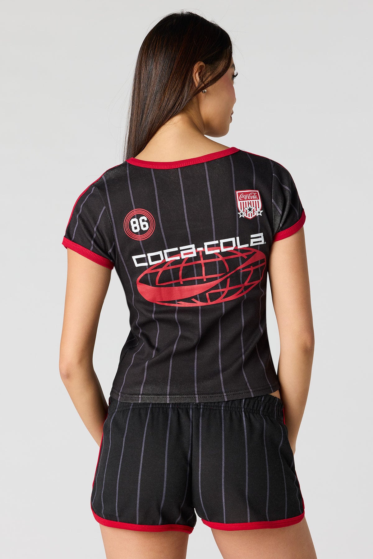 Alt View 2. Coca-Cola Graphic Fleece Dolphin Short - Black