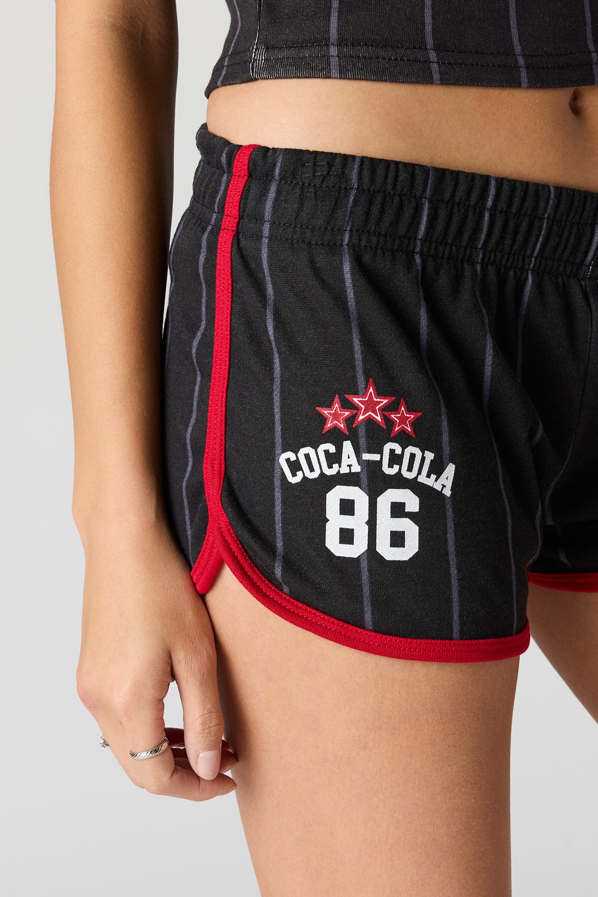 Alt View 4. Coca-Cola Graphic Fleece Dolphin Short - Black