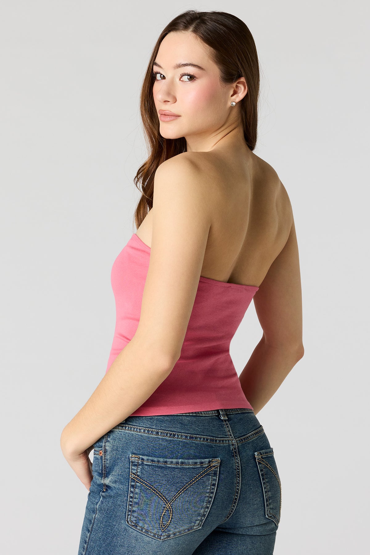Alt View 2. Braless Sweetheart Tube Top - Pink