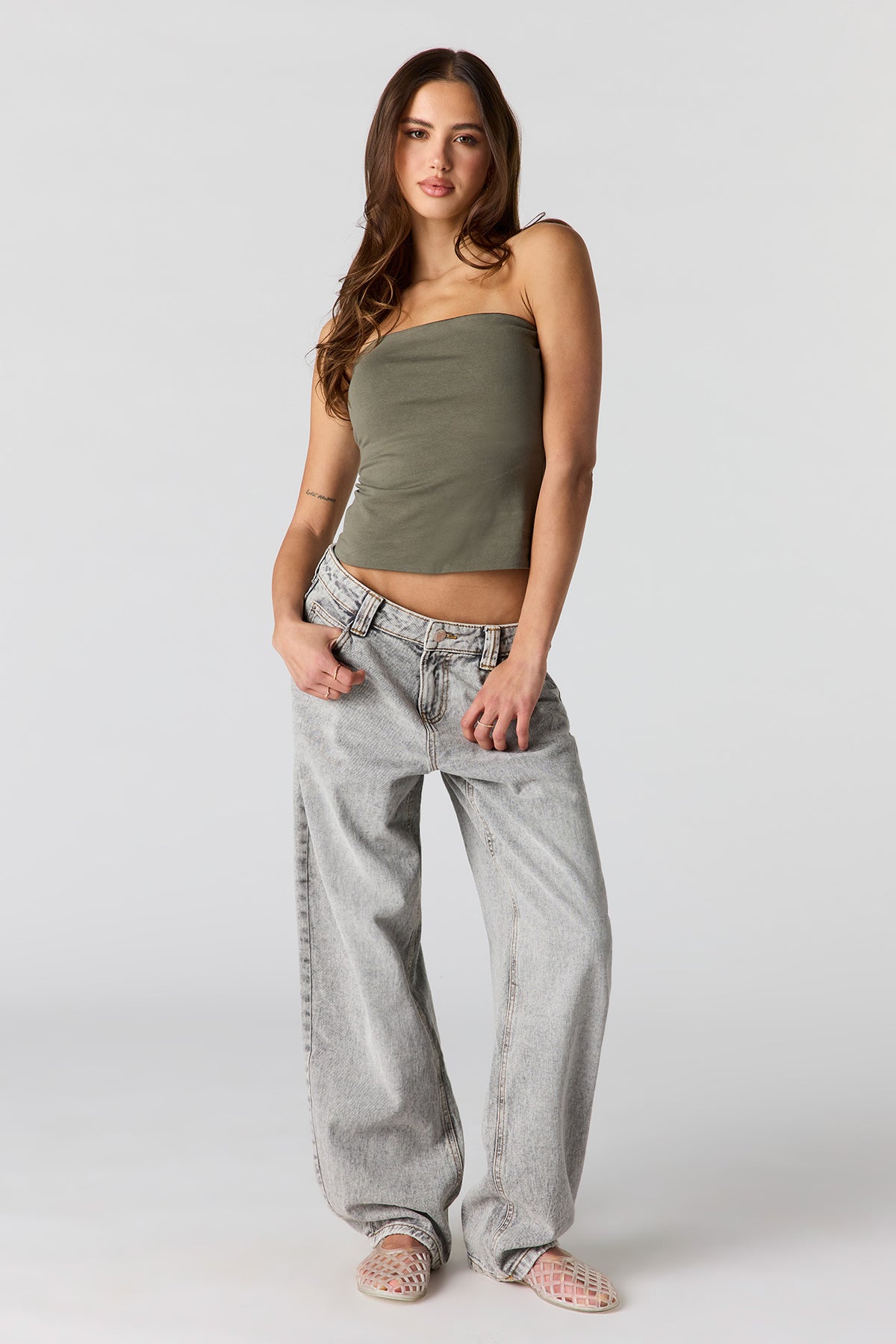 Alt View 3. Soft Contour Tube Top - Dark Green