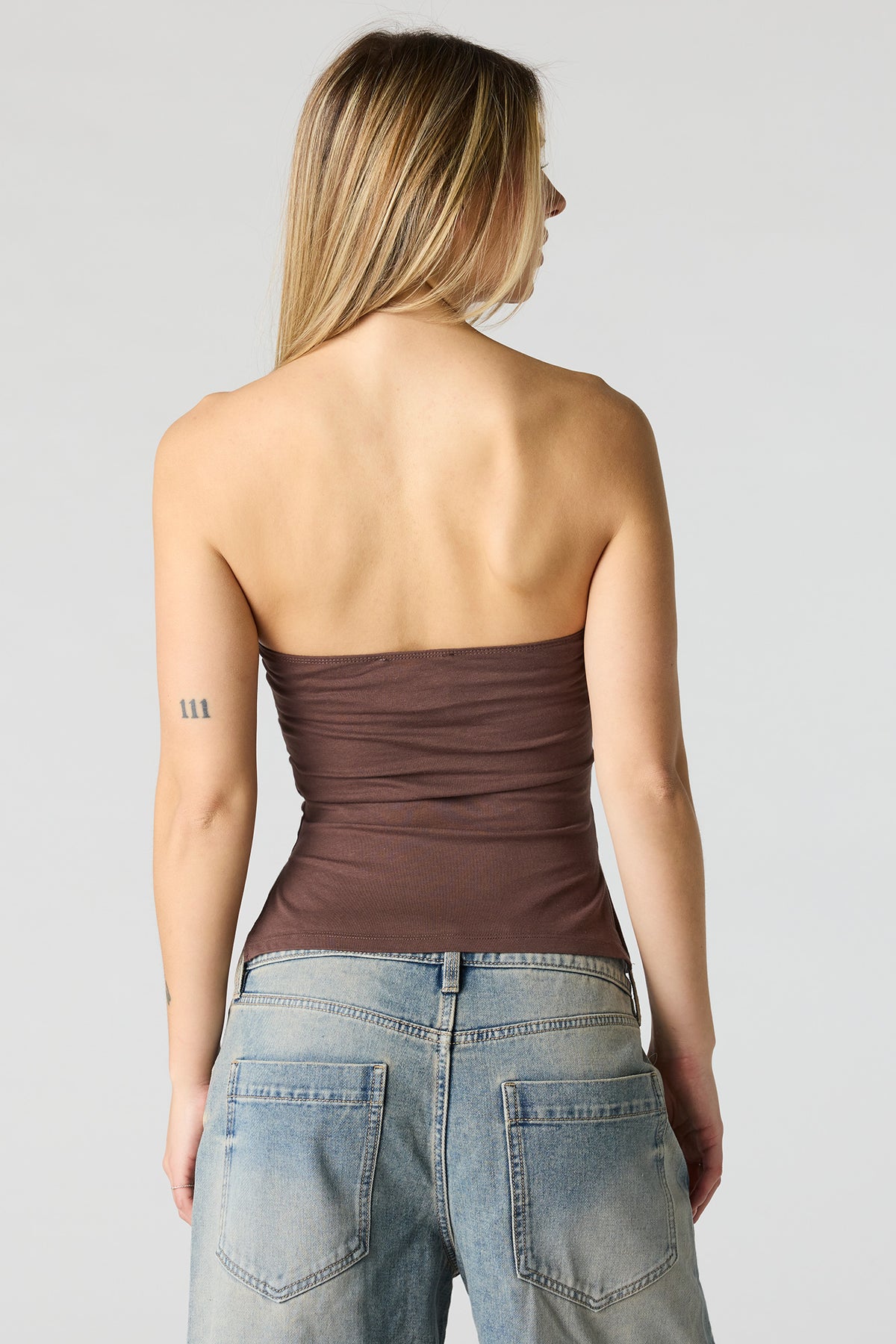 Alt View 2. Soft Contour Tube Top - Brown