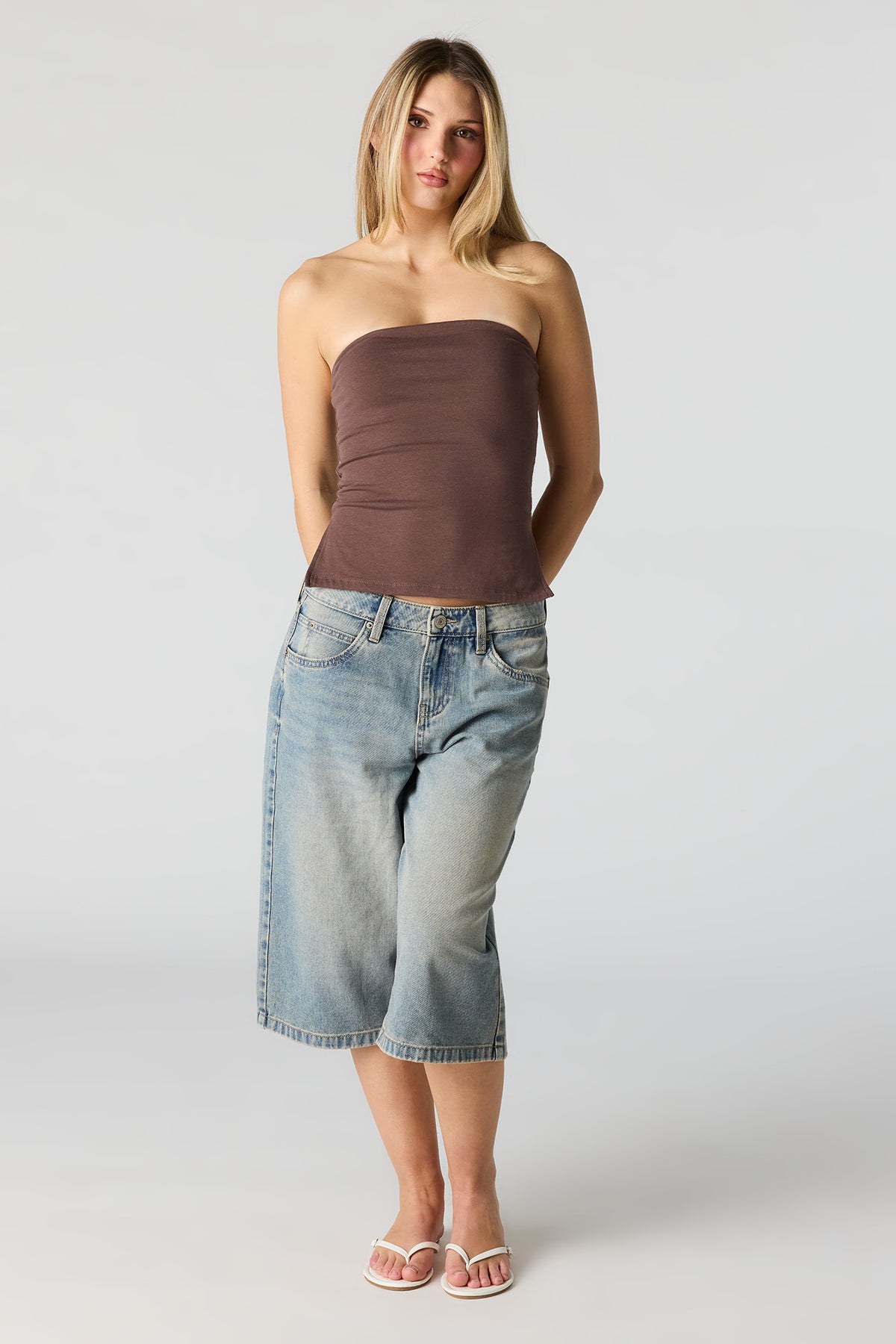Alt View 3. Soft Contour Tube Top - Brown