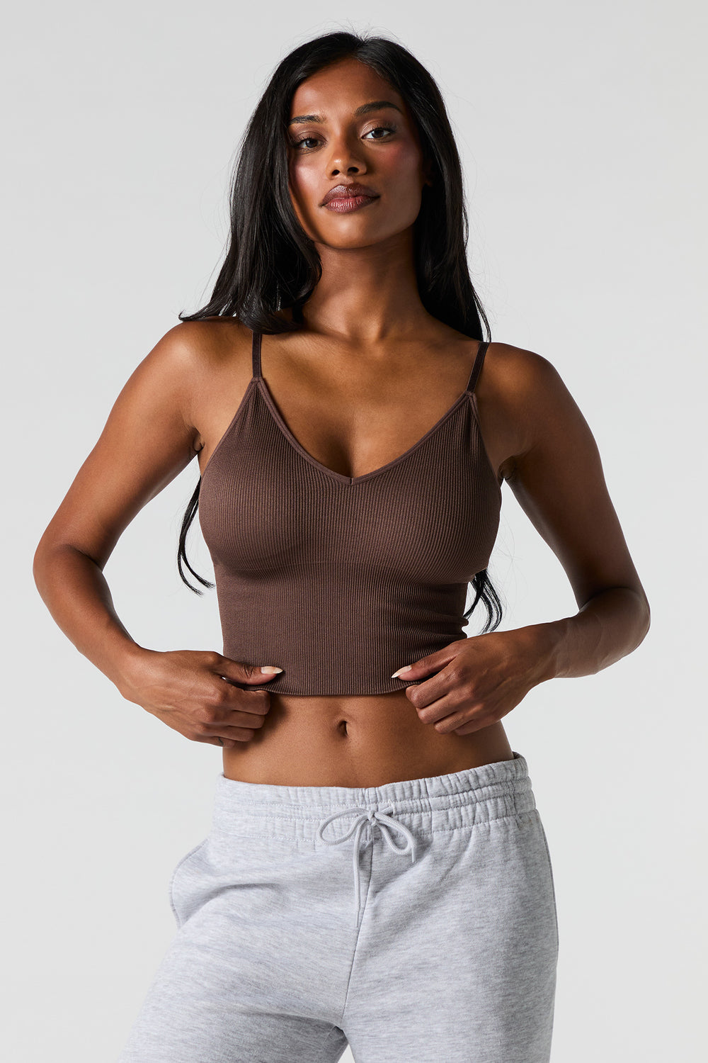 Seamless Ribbed V-Neck Cami with Built-In Bra Cups Seamless Ribbed V-Neck Cami with Built-In Bra Cups 11