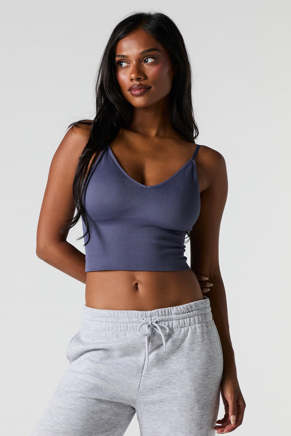 Seamless Ribbed V-Neck Cami with Built-In Bra Cups Seamless Ribbed V-Neck Cami with Built-In Bra Cups 14