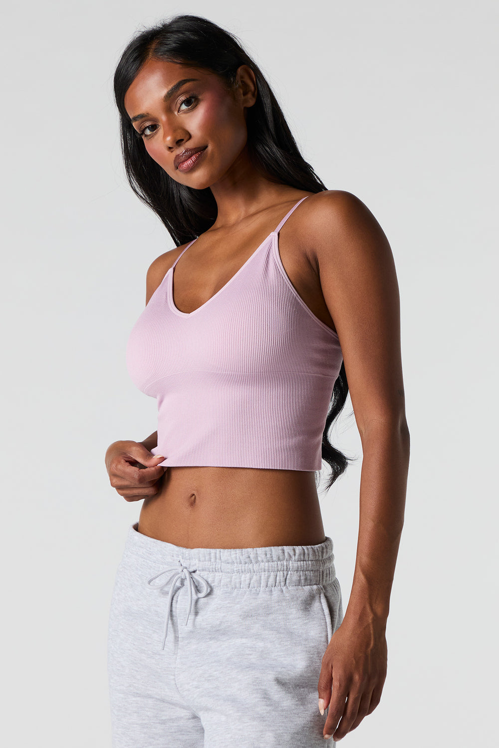 Seamless Ribbed V-Neck Cami with Built-In Bra Cups Seamless Ribbed V-Neck Cami with Built-In Bra Cups 17