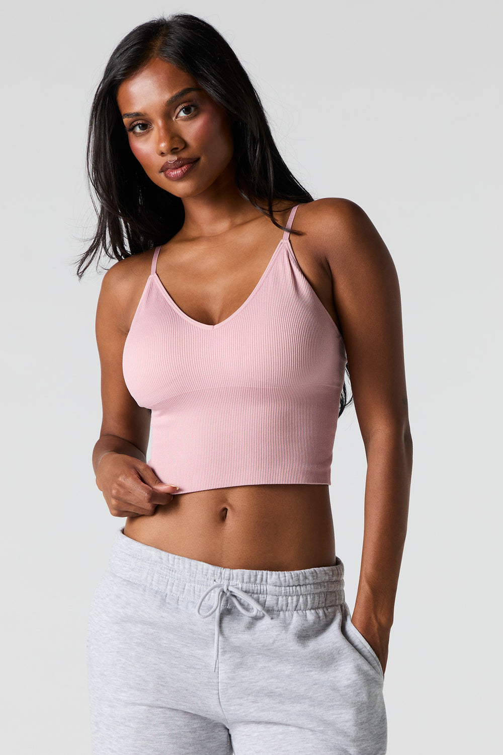 Seamless Ribbed V-Neck Cami with Built-In Bra Cups Seamless Ribbed V-Neck Cami with Built-In Bra Cups 20