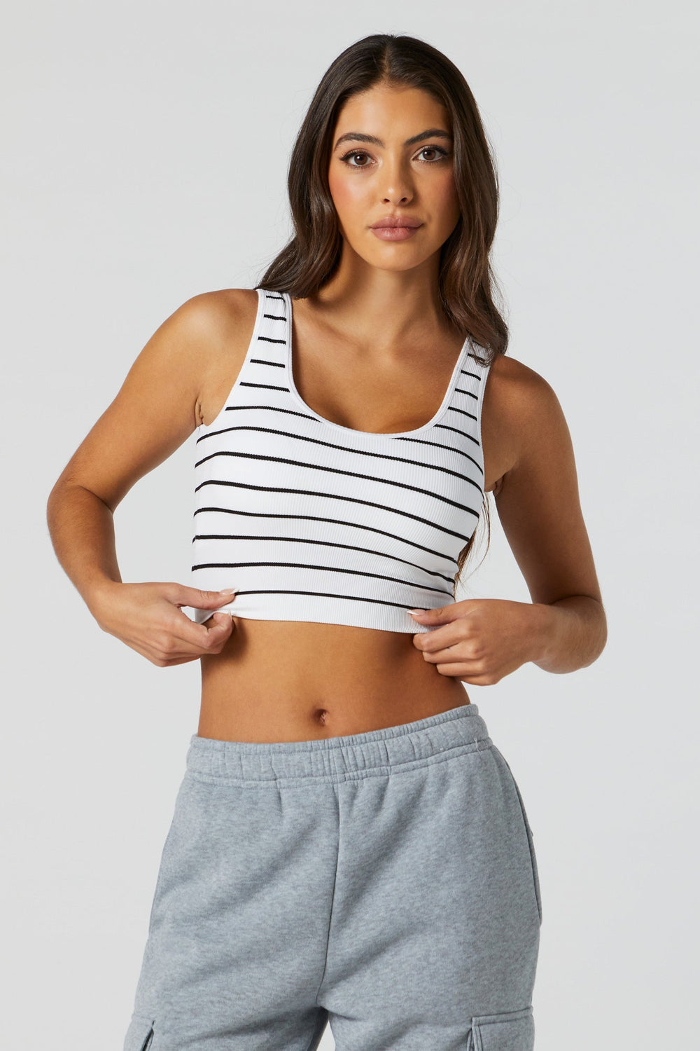 Seamless Striped Scoop Neck Cropped Tank Seamless Striped Scoop Neck Cropped Tank 1