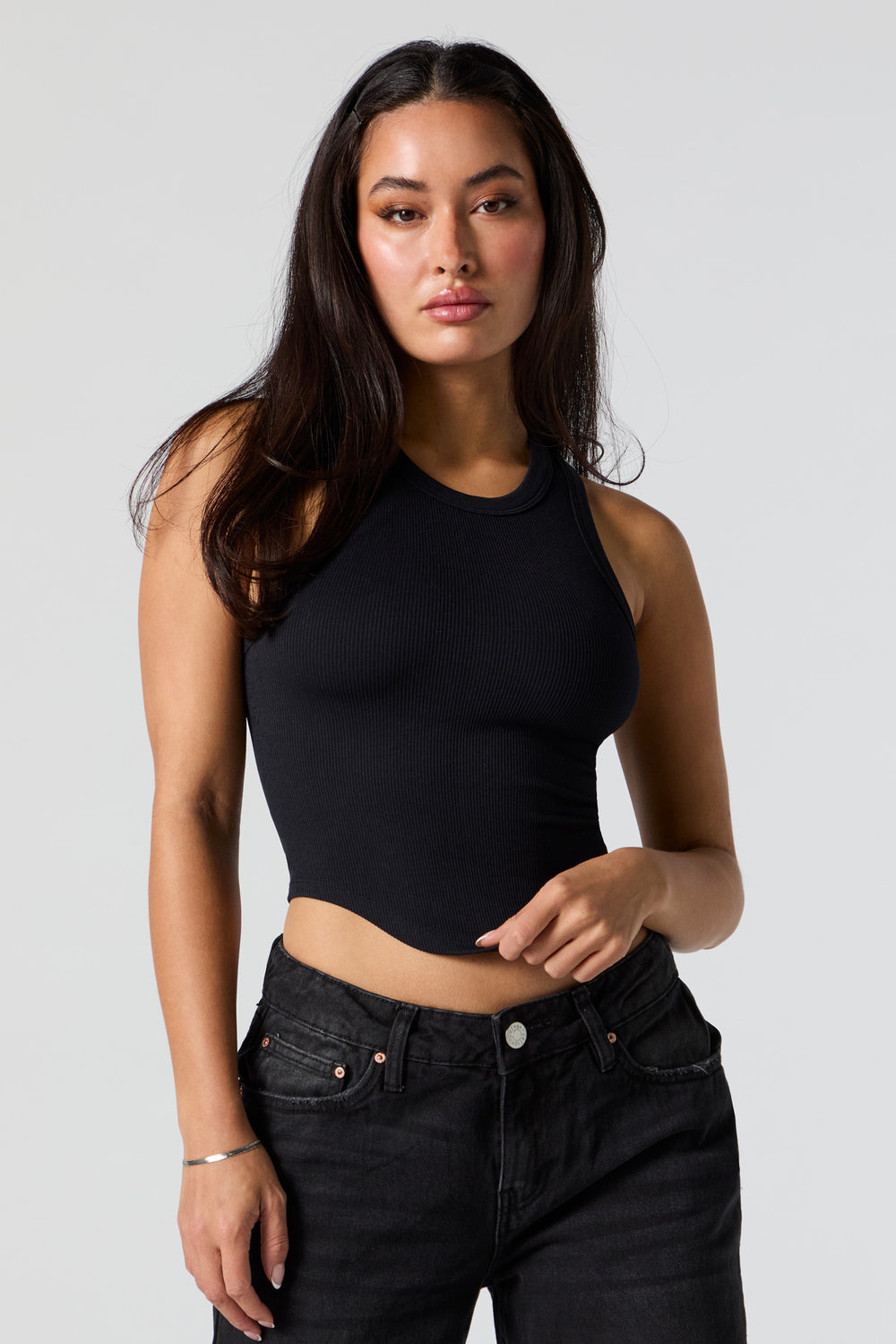Seamless Ribbed High Neck Cropped Tank Seamless Ribbed High Neck Cropped Tank 5