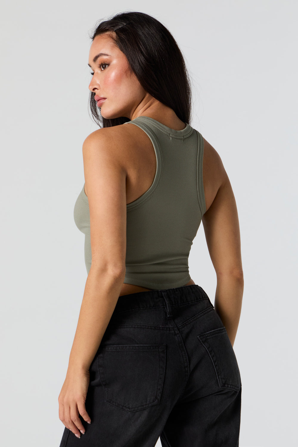 Seamless Ribbed High Neck Cropped Tank Seamless Ribbed High Neck Cropped Tank 15