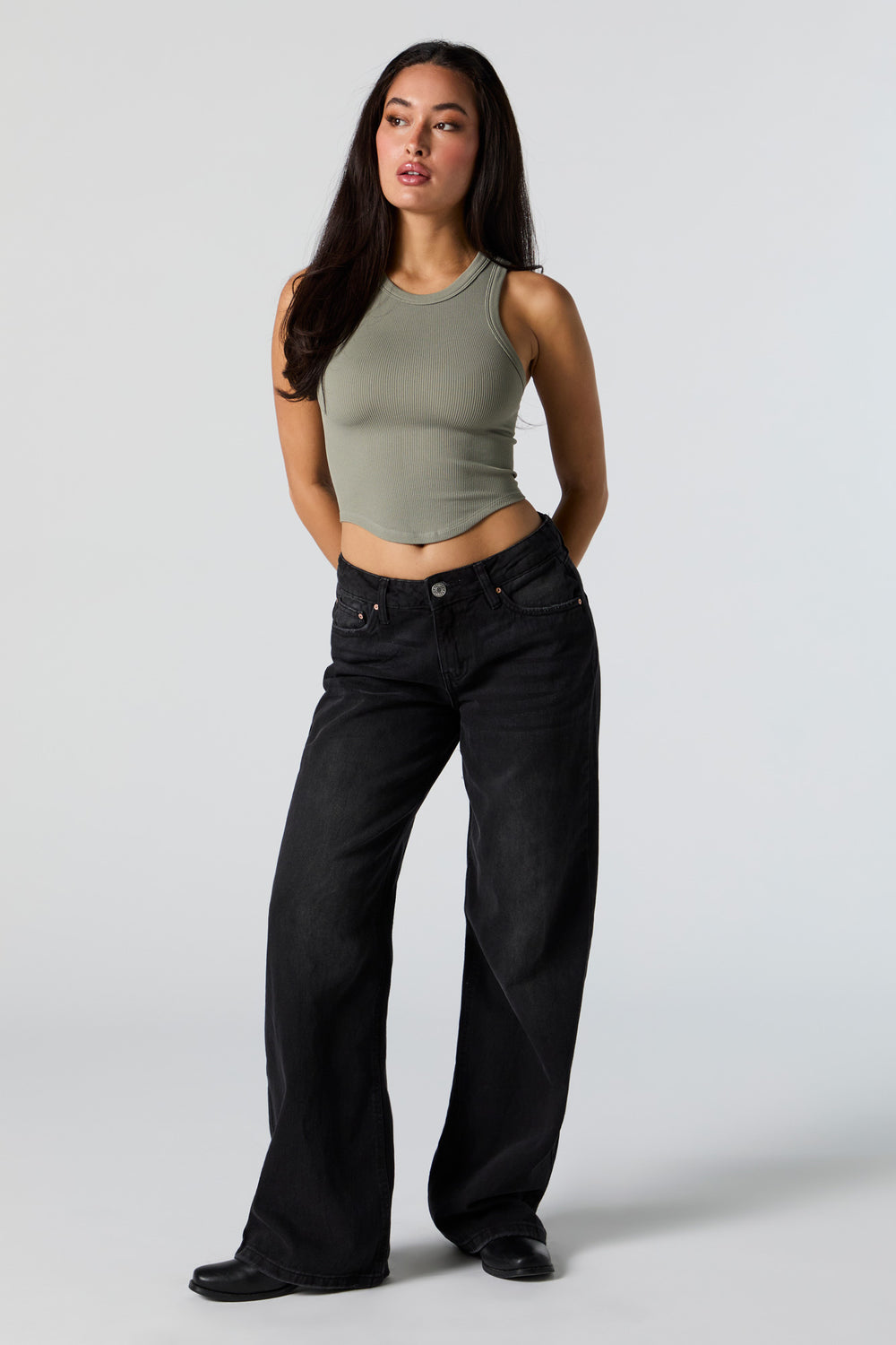 Seamless Ribbed High Neck Cropped Tank Seamless Ribbed High Neck Cropped Tank 16